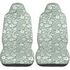 Floral Auto Seat Covers Cute Leaf Front Seat Protector Fit for Cars Sedan SUV Van Set of 2 Pcs, Sage Green Cloth Automotive Vehicle Seat Covers for