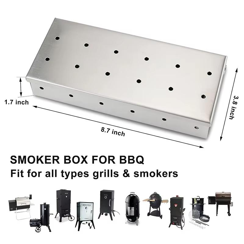 BBQ Flavor Stainless Steel Smoker Box for Barbecue Grill Charcoal Grills Stainless Steel BBQ Grill Accessories Grill Master Gift