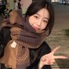 A New Retro Large Checkered Scarf for Women in Winter with A High-end and Versatile Feel. It's A Warm Checkered Shawl and A Thick Scarf