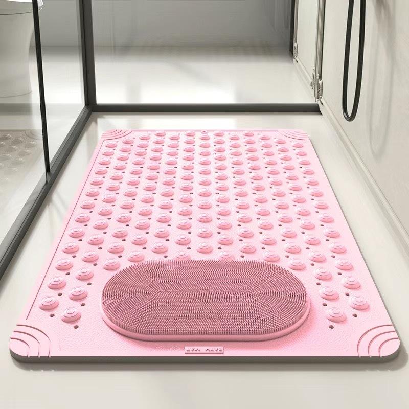 Non-Slip PVC Bath Mat  Rectangular Massage Shower and Bathroom Safety Rug
