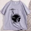 Funny Space Alien Cat Tshirt Vintage Graphic Tee 90s Silly Cats Tshirt Trendy Cotton Short Sleeve Round Neck Summer Tees