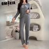 GMXIA Pyjamas Homewear Letters Long-sleeved Tops and Trousers Loose Casual Comfortable Two-piece Set Can Be Worn Outside