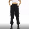 Women's Trousers Black Khaki High Waist Cargo Pants Pockets Patchwork Loose Streetwear Pencil Pants