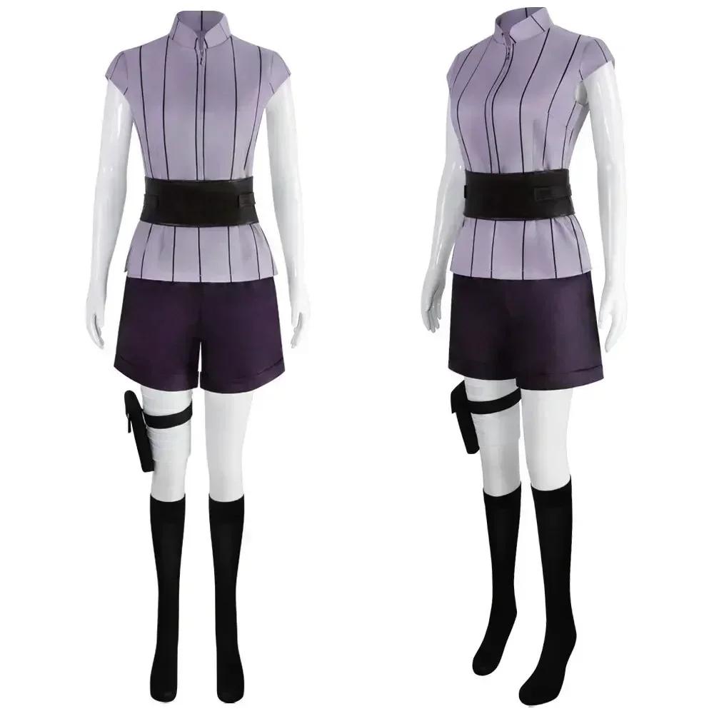 Costume Festa di Carnevale di Halloween Hyuuga Cosplayer Viola Lungo Carino Parrucca Hyuga Hinata Costume Cosplay Parrucca Abiti da Donna