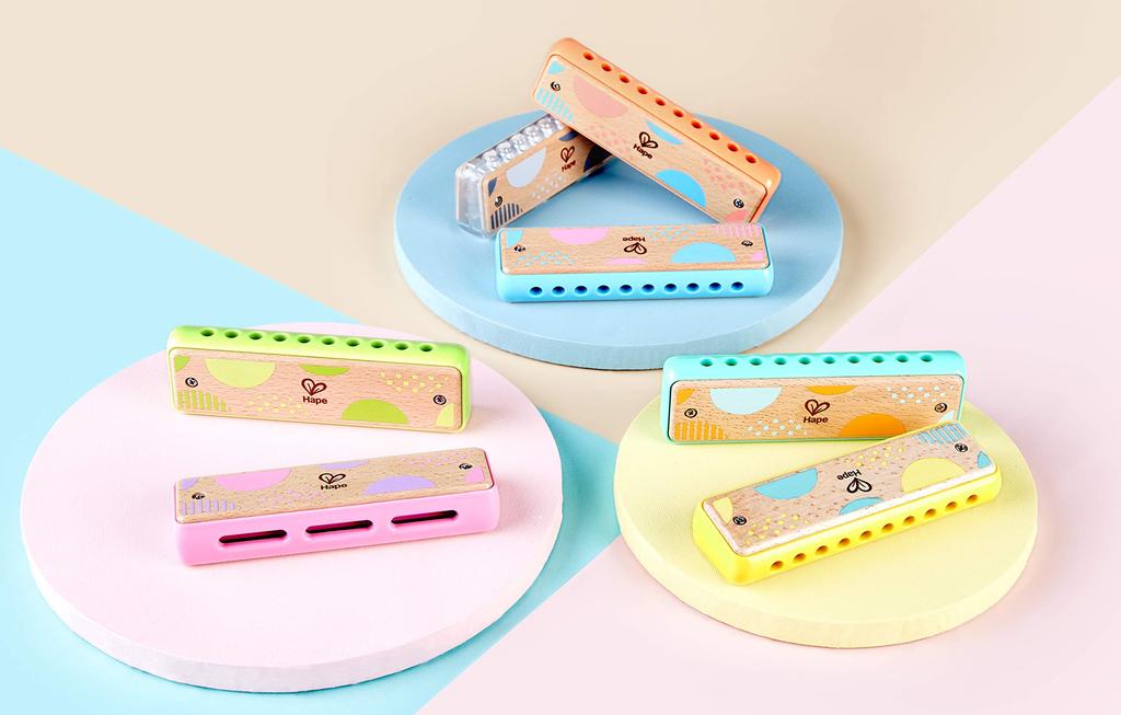 Hape Harmonica Pink X X Ages 3 and Up Wooden Musical Instrument Toy E8918 4.4 14.5 2.6cm