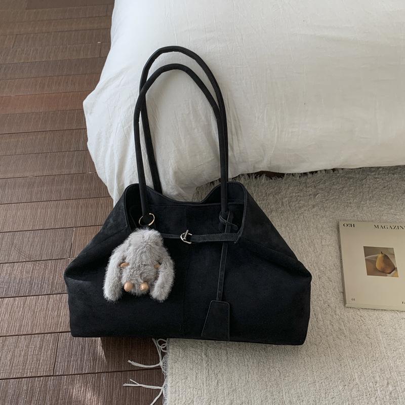 Simple retro suede bag women's 2025 new large-capacity commuting single shoulder underarm fashion portable tote bag