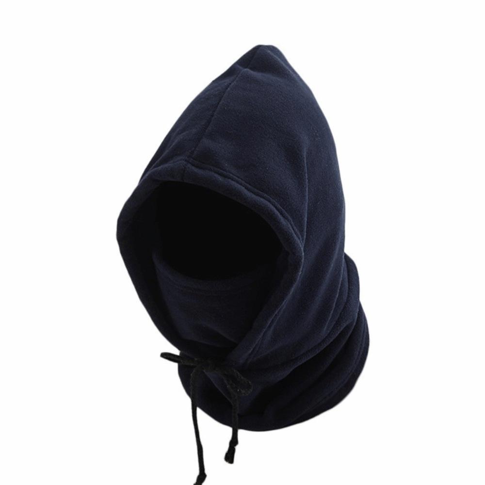 

with Drawstring Adjustable Plush Hood Windproof Cold-proof Warm Cap for Autumn and Winter темно-синього кольору