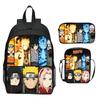 Set Zaino Anime Naruto 3 Pezzi Zaino Scuola Elementare Cartone Animato Stampato Leggero Multitasche