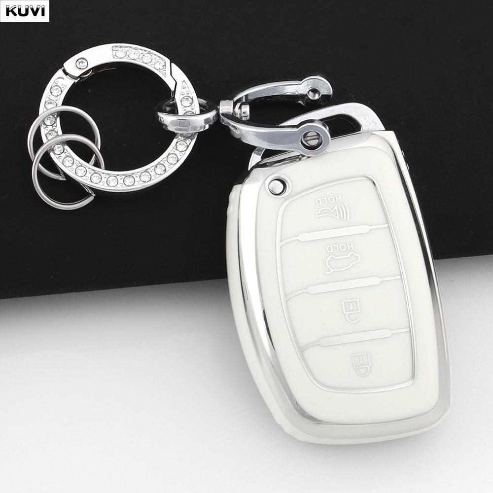 EEJQ9 Hot TPU Car Smart Key Case Cover For Hyundai Tucson Santa Fe Rena Sonata Elantra Creta Ix35 Ix45 I10 I30 I40 Keychain Holder Fob