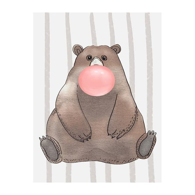 Cartoon Animal Pink Balloon Giraffe Elephant Decorative Painting Simple Home Porch Living Room Painting Canvas Painting Oil