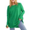 Loose Long Sleeve T Shirt Women Solid Round Neck Medium Top Thumb Hole
