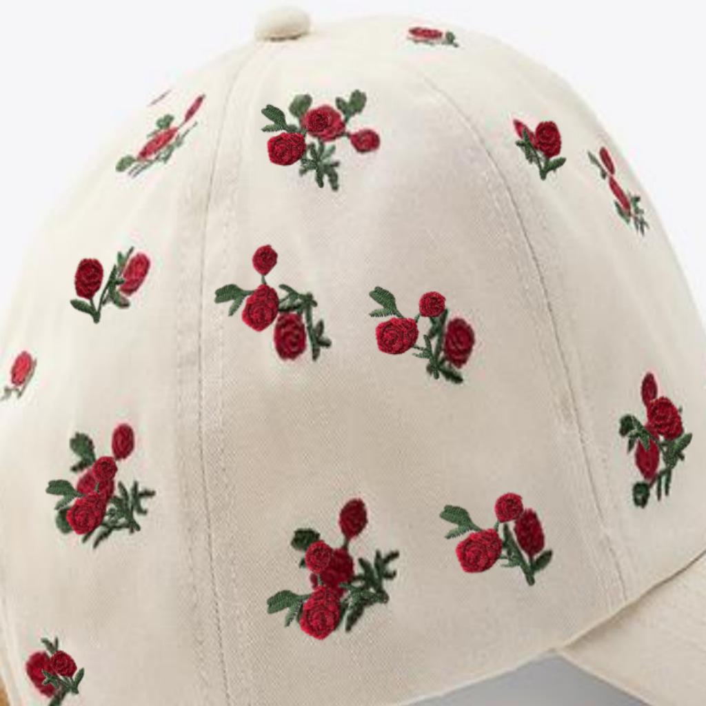 Versatile Embroidery Women's Baseball Sun Hat Fashion Couple's High Density Embroidery Craft Strawberry Thorn