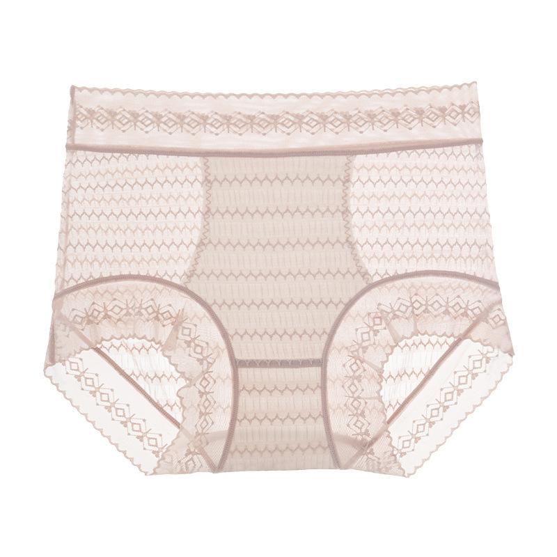 Large Size Female Spring and Summer Thin Lace Seamless Waist Antibacterial Extended Crotch Triangle Briefs