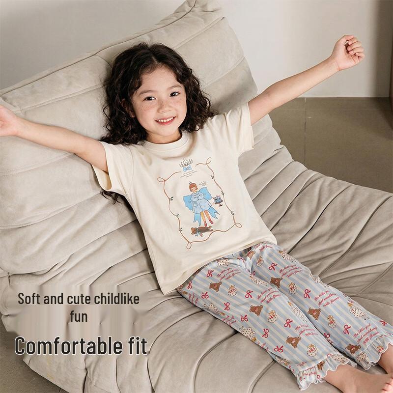 

Girls Soft Breathable Cotton Pajamas Homewear 160