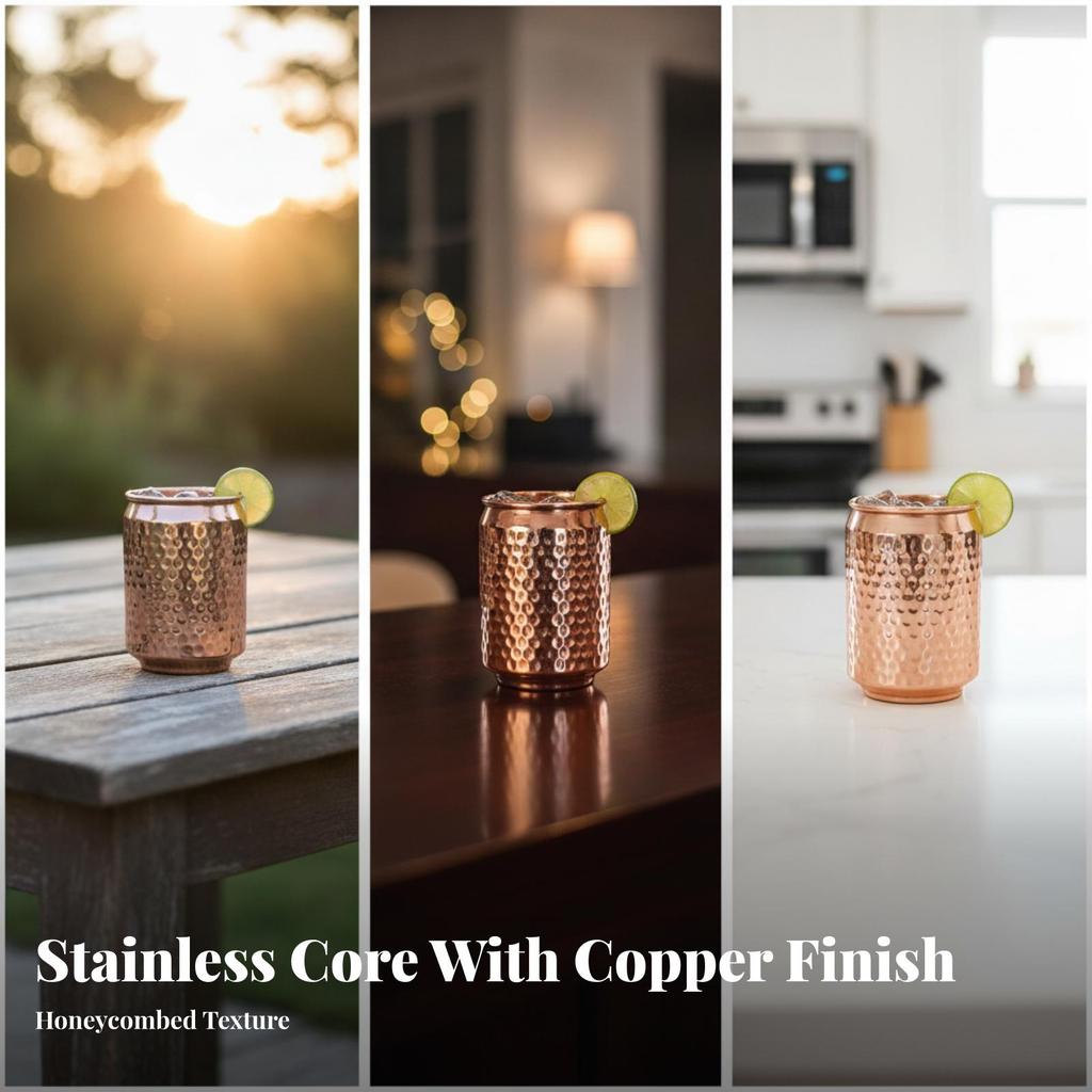 Copper Plated Cup Hammered Mug Seamless for Party Parties, Everyday Dining