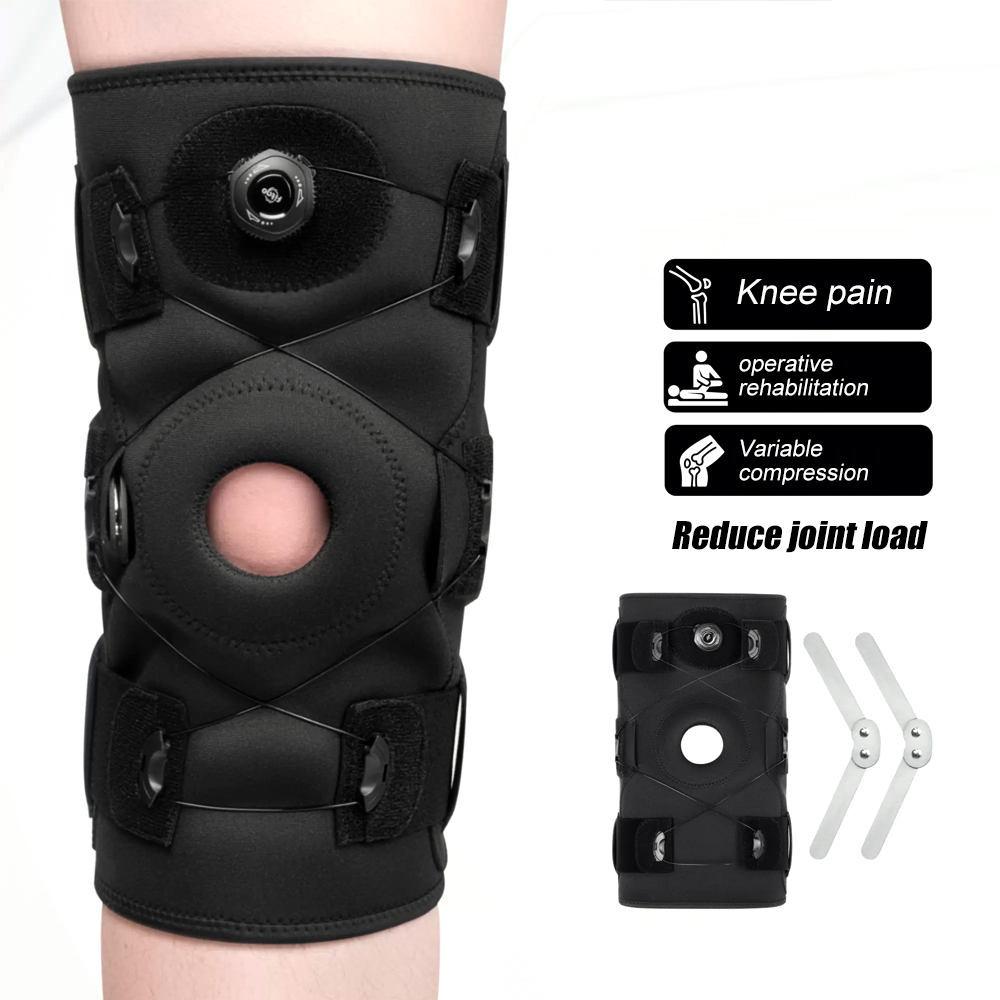 1Pcs Hinged Knee Brace, Adjustable Knee Support Wrap for Men Women, Pain Relief Swelling, Patellar Tendon Support Sleeve for Strains