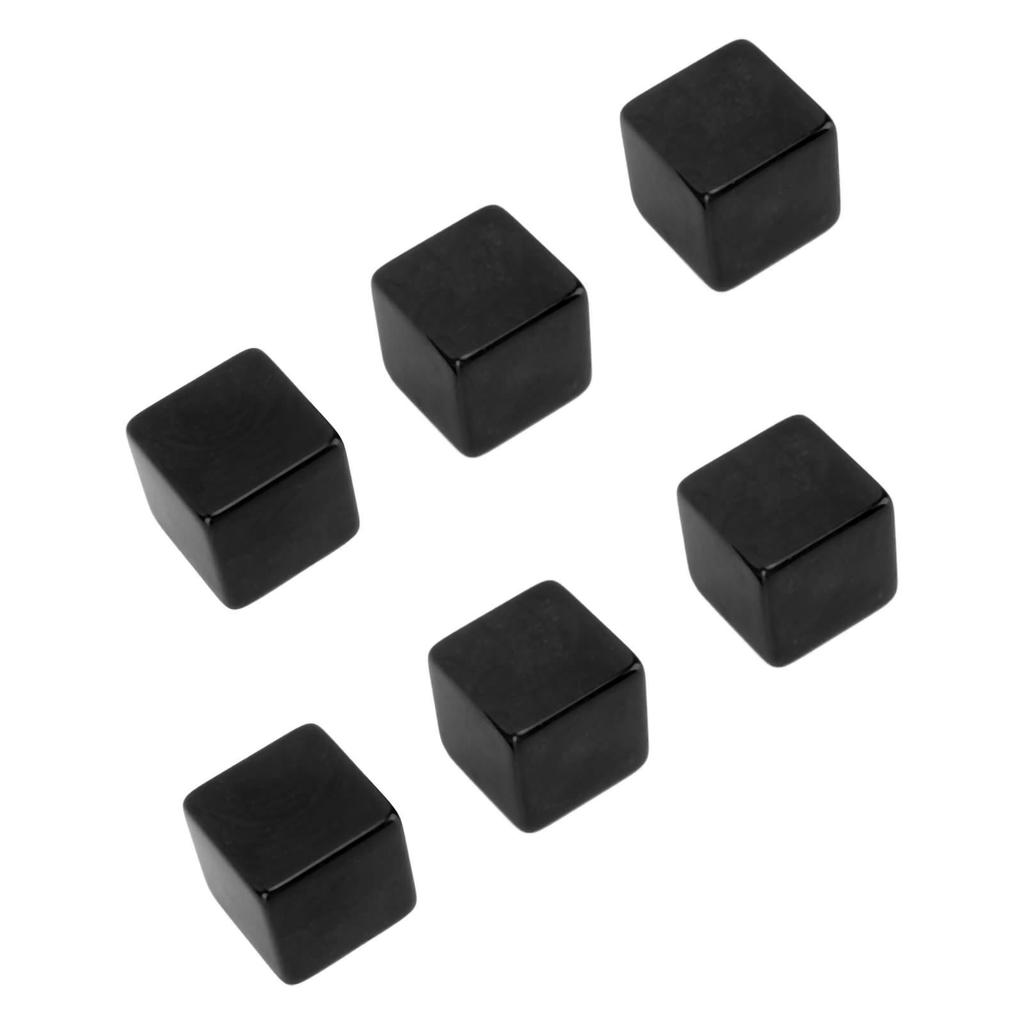 6PCS Blank Dice Cubes DIY Unfinished Dice Blocks Teaching Party Puzzle 6 Sided Dice Plastic Cubes Black