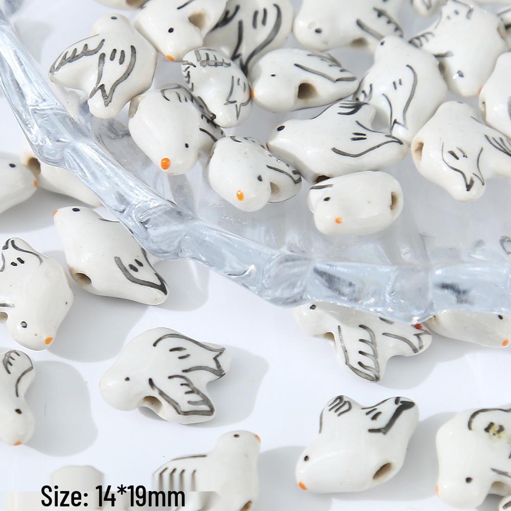 3D Ceramic Panda Heart Flower Beads for DIY Bracelets