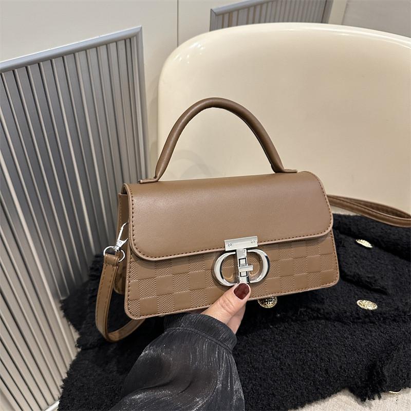 Chic Vintage Small Square Handbag For Women Stylish Retro Pu Shoulder Bag коричневый