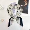 New French bow retro velvet herringbone pattern small square scarf temperament silk scarf versatile neck protection scarf scarf women
