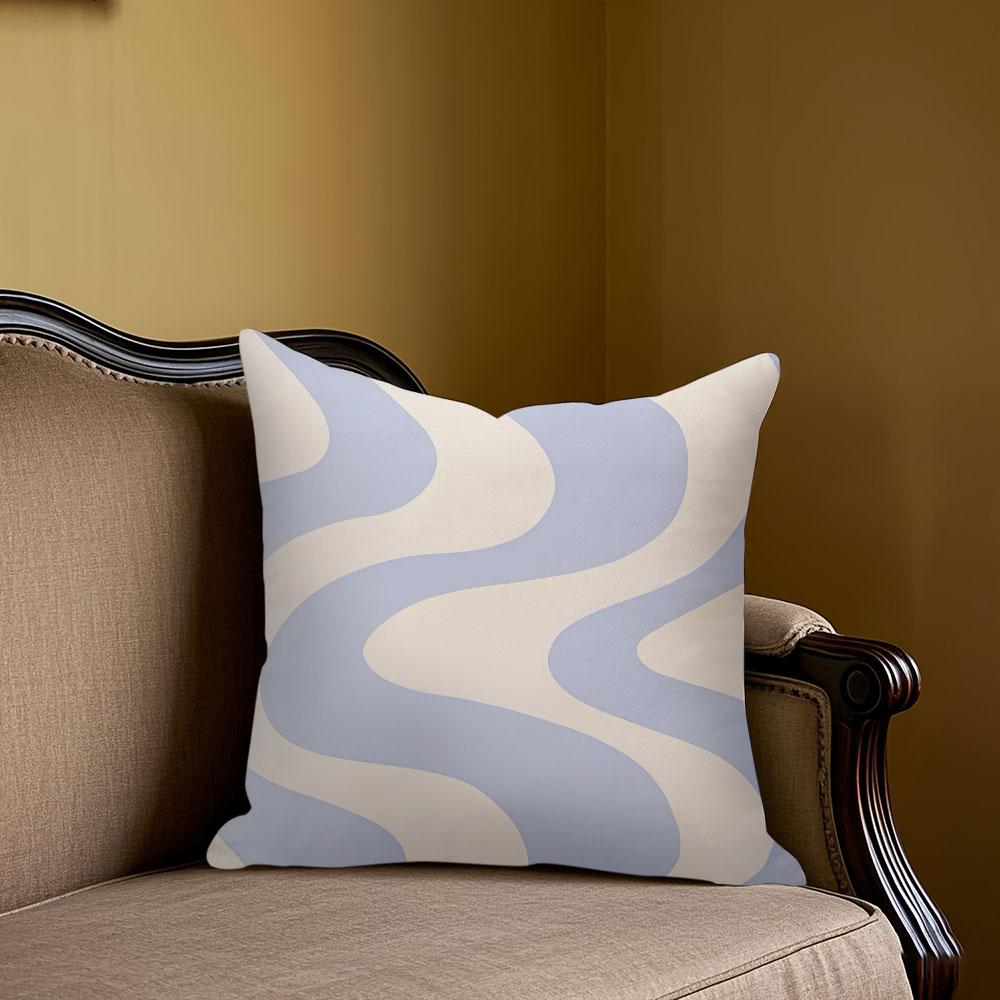Pale Blue Curved Wave square Jacquard Pillow Cover for Sofa Office Waist Cushion Cover Home Decorative Pillowcase