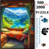 500pcs-1000pcs, Handmade Jigsaw Puzzle, Paper Puzzle, DIY Puzzle, White Card Material, RV Bedroom Window View, Snow Mountain Lake Scenery White Card M