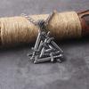 Stainless Steel Sword Valknut Necklace Viking Jewelry for Men Packed In Wooden Gift Box