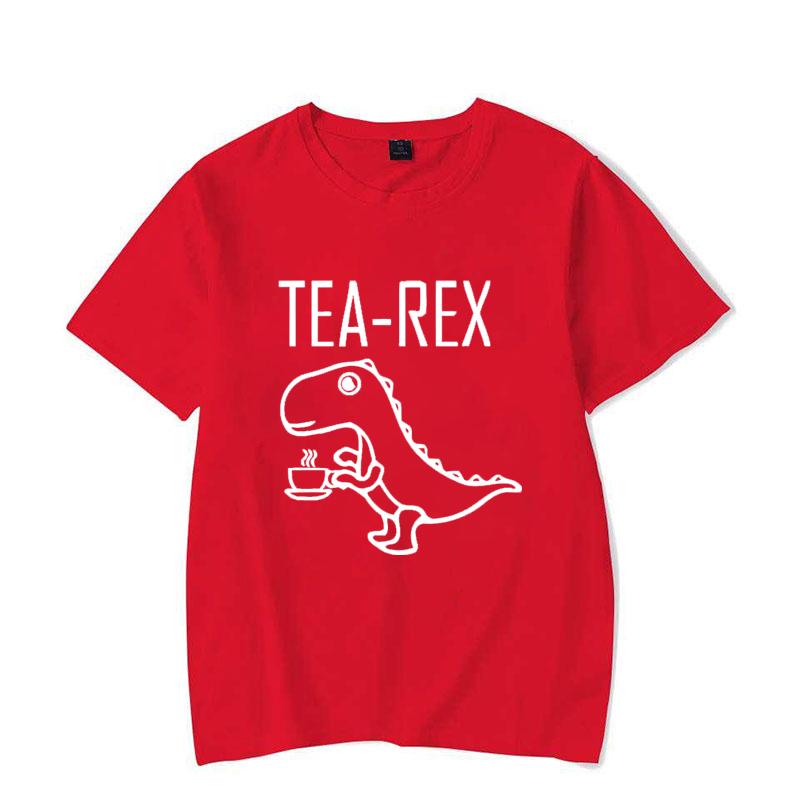 Men Women T-Shirts Tea Rex Funny Dinosaur Drink Coffee T Shirts Fashion Casual Tops Tee Shirt