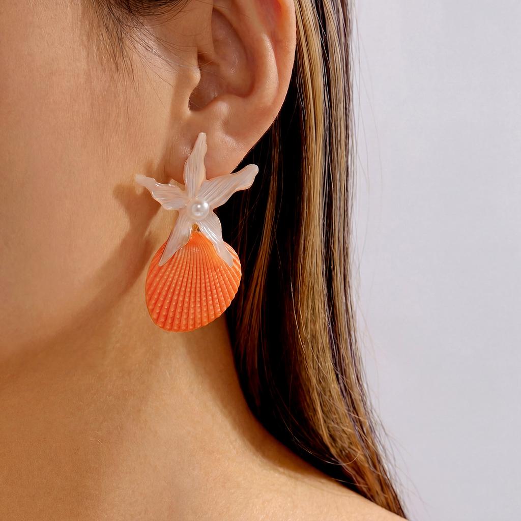 Mermaidcore Ocean Starfish Drop Earrings for Women Colorful Statement Coastal Dangle Tropical Beach Vacation Party Jewelry
