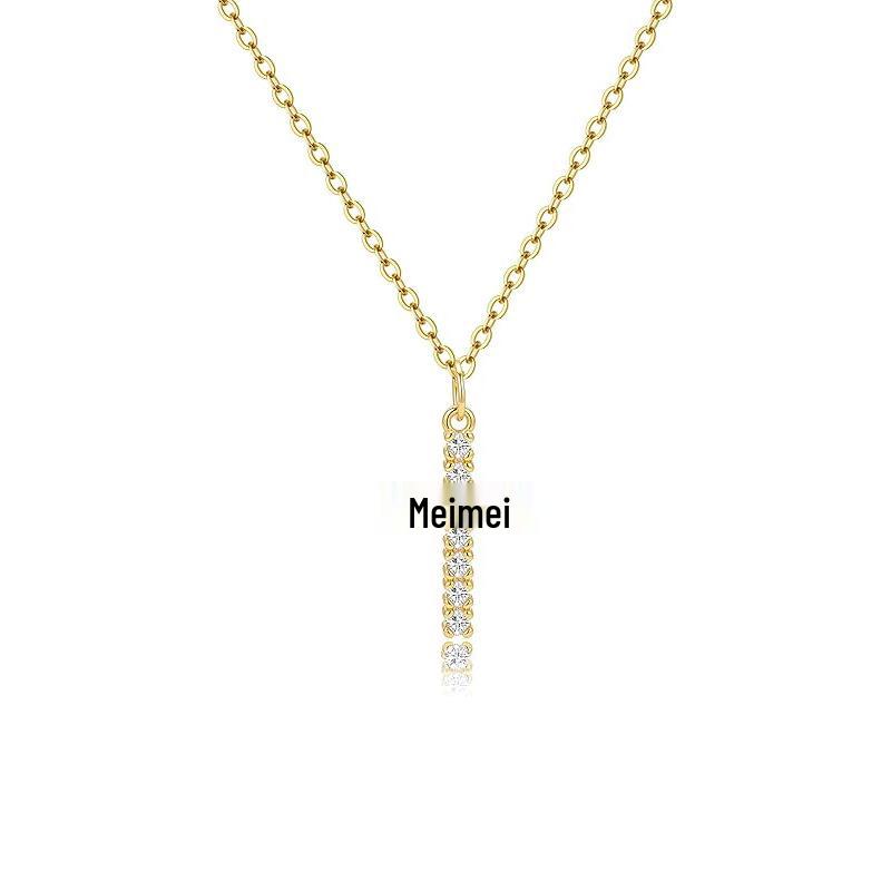 Rotatable Stainless Steel Crown Cross Pendant Necklace with Zirconia