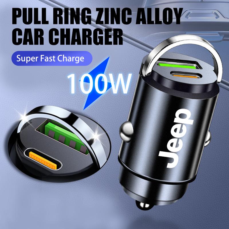 Car Logo USB Auto Super Fast Charging Phone Charge Charger For Jeep Cherokee Wrangler JK Gladiator Compass Renegade Patriot AJP1