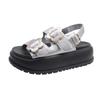 Muffin Platform Casual Sandals Women's Summer 2025 New Fashion Double-breasted Metal Buckle Foreign Trade Roman Sandals Women