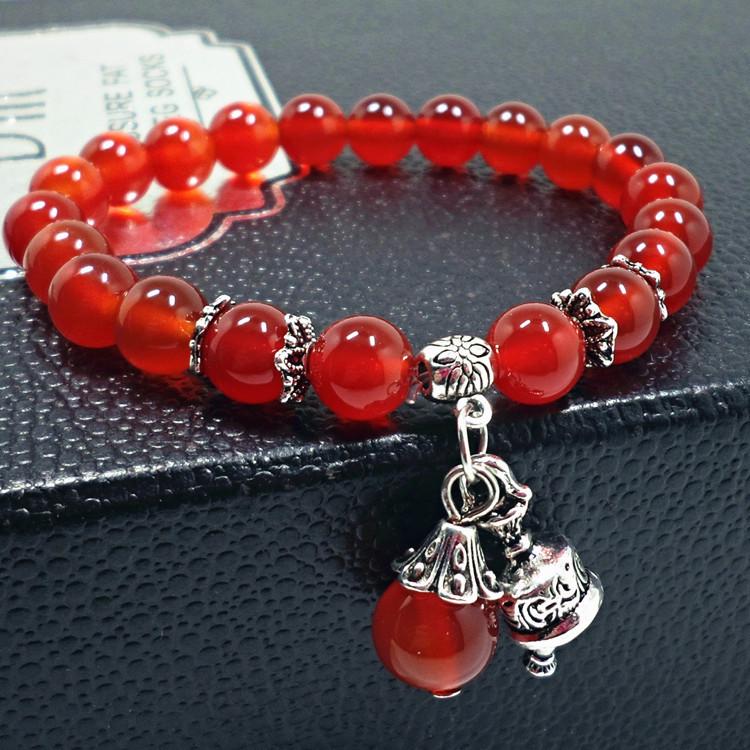 Red Agate Crystal Beaded Bracelet for Women - Handcrafted Couple Jewelry