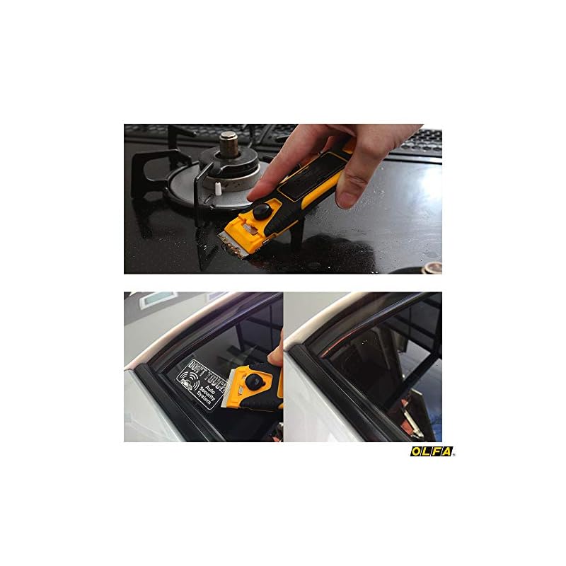 OLFA G Scraper Slim 232B Scraper, Single Blade Width, for Glass Surfaces, with Replacement Blade Storage Case and Blade Cover.