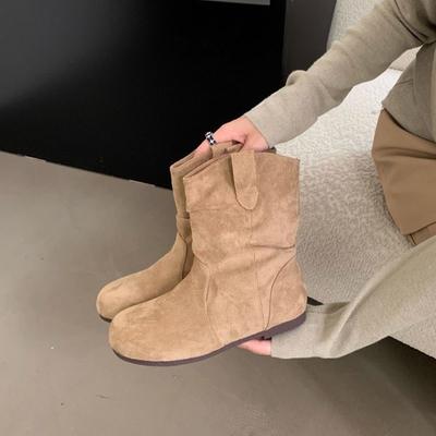 Inner Heightening Retro Short Boots Women's Autumn and Winter New Western Martin Boots Short Stack Boots