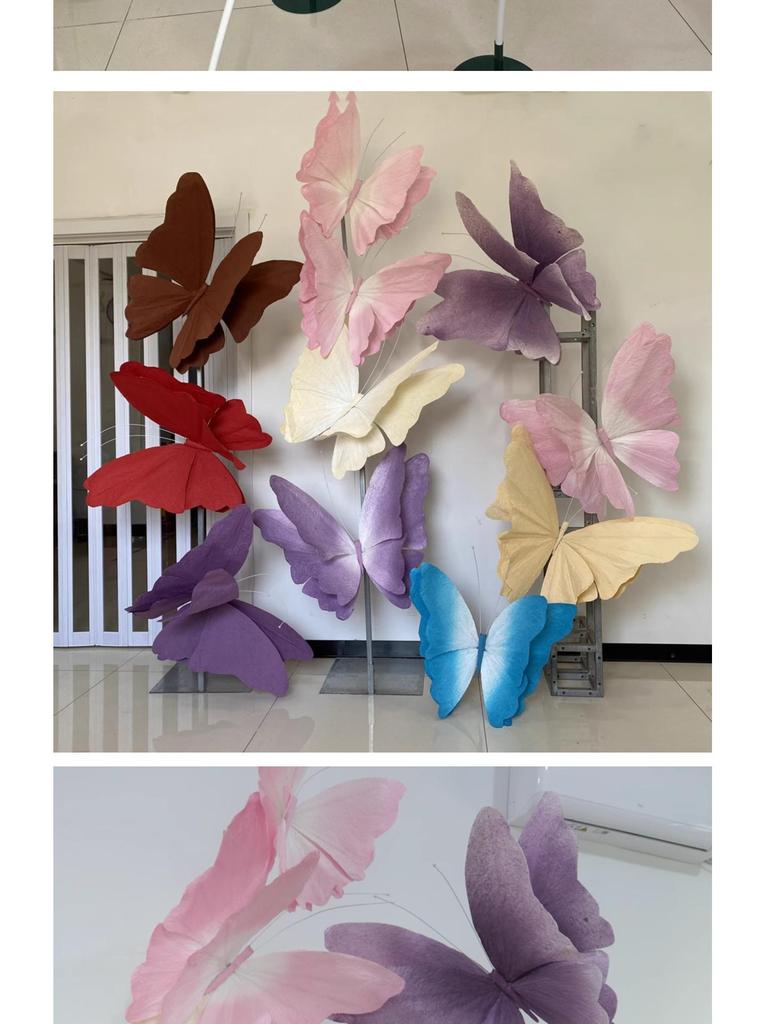 Large Pink Butterfly Art Set for Visual Merchandising, Window Decoration, Floral Display, and Hotel Landscaping
