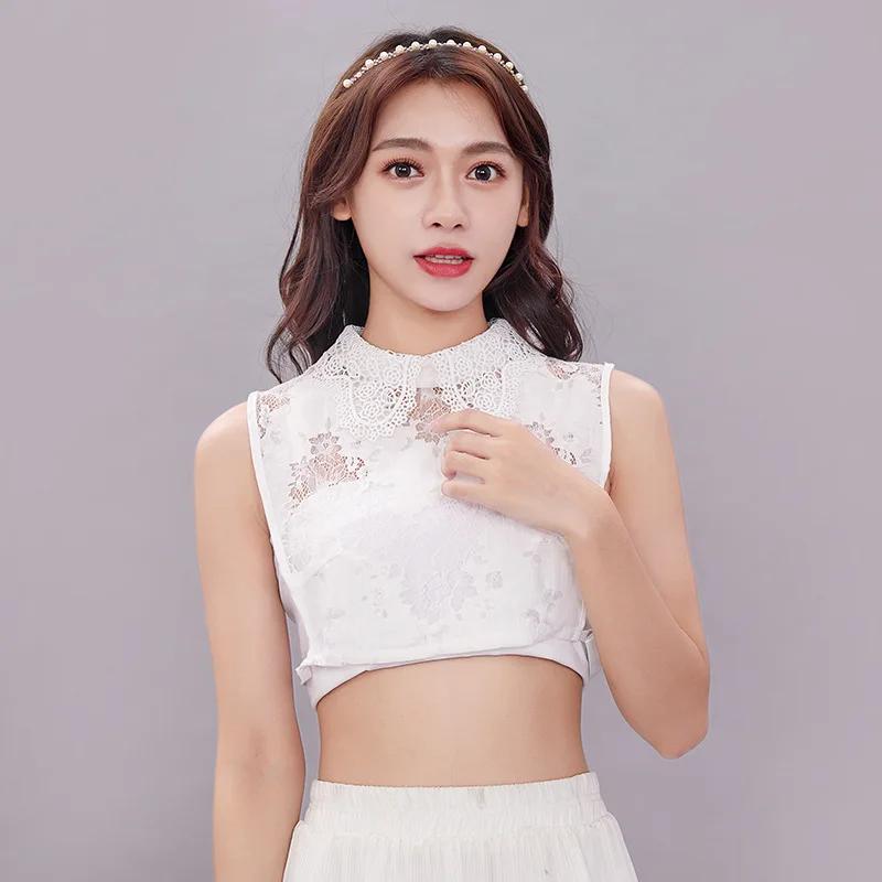 

Женский съемный лацкан, отстегивающийся воротник, кружевной цветочный полый хлопковый ложный воротник, женские белые свитера, ложные воротники, декор