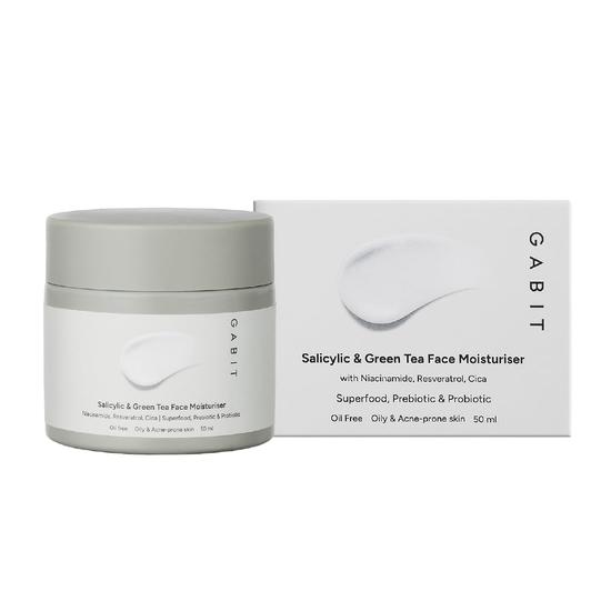

Увлажняющий крем для лица Gabit с салициловой кислотой и зеленым чаем от прыщей, черных точек и расширенных пор | Без масла, легкий увлажняющий крем | Для женщин и мужчин, 50 мл