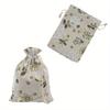 1Set/20pcs Printed Drawstring Bag, Holiday Candy Bag, Valentine's Day Reusable Jewelry Bag, Wedding Party and DIY Craft Packaging (green Leaf)