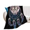 Colorful Galaxy Wolf Blanket, Soft Cozy Warm Fuzzy Flannel Throw Blankets, Wolf Purple Planet Blue Earth Blankets for Sofa Bed