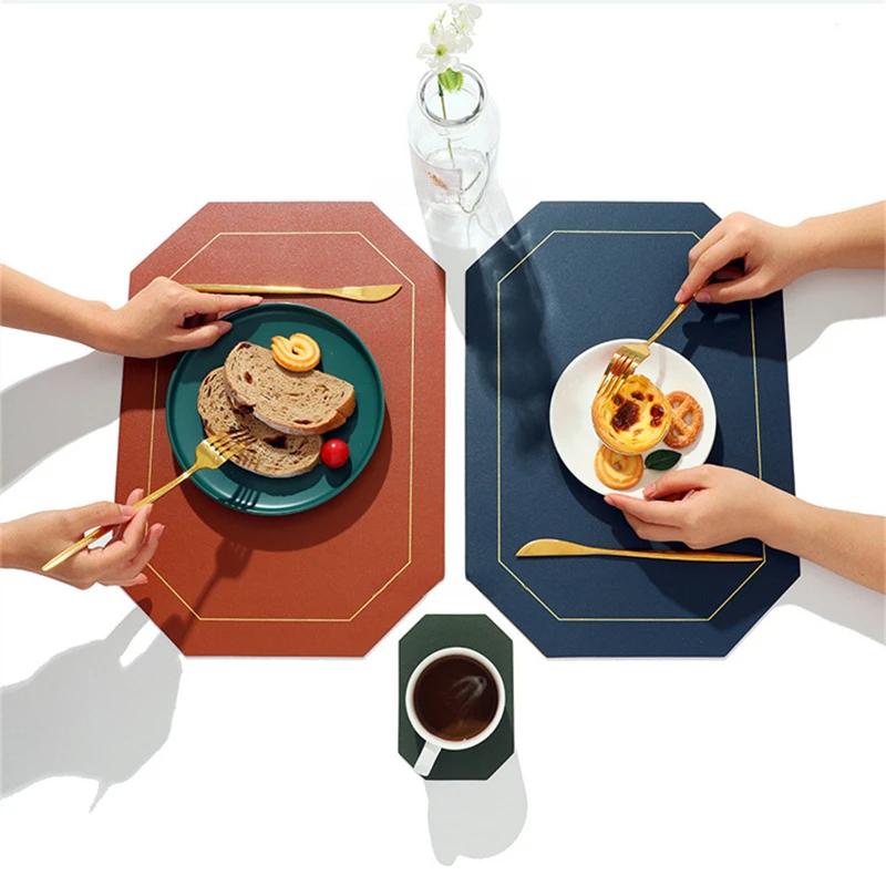 Table Leather Placemats Washable for Dining,Heat-Resistant Non-Slip Insulation Waterproof Place Mats Home Decoration Accessories