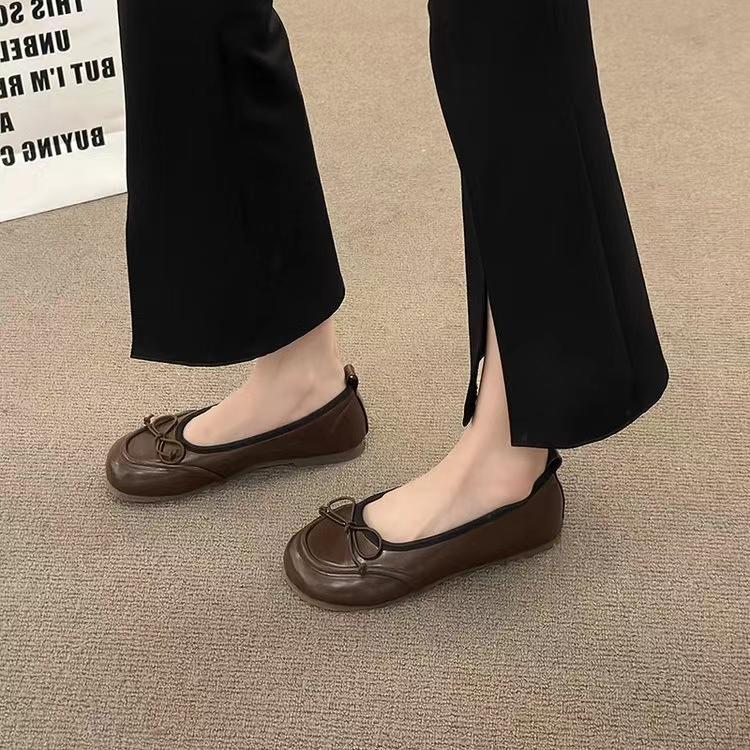 

Мода 2024 Летняя мода женские элегантные туфли с квадратным носком и бантом на плоской подошве 40 коричневый