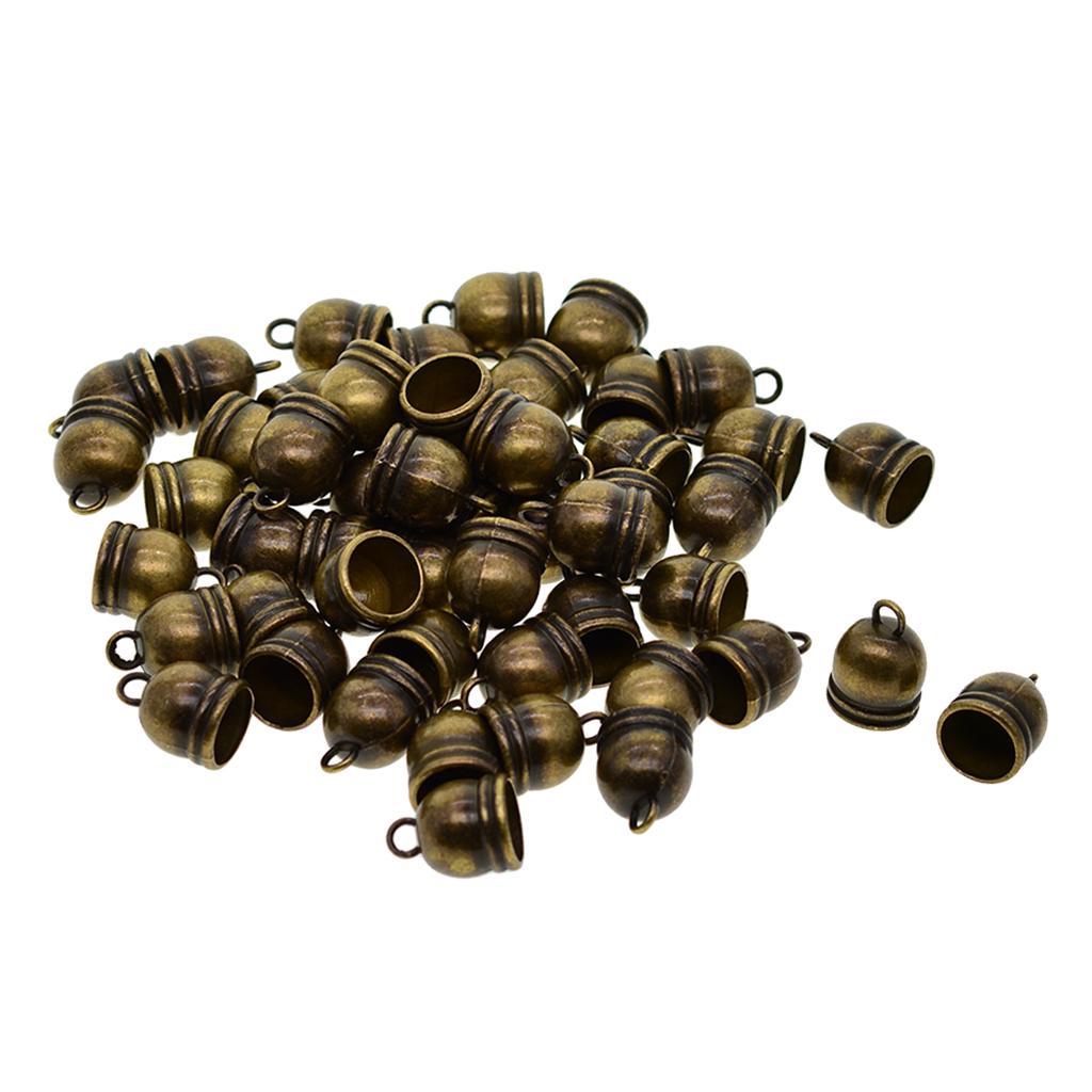 50pcs 10mm Bell End Cap Mesh Kumihimo Cord Tassel DIY Making Black