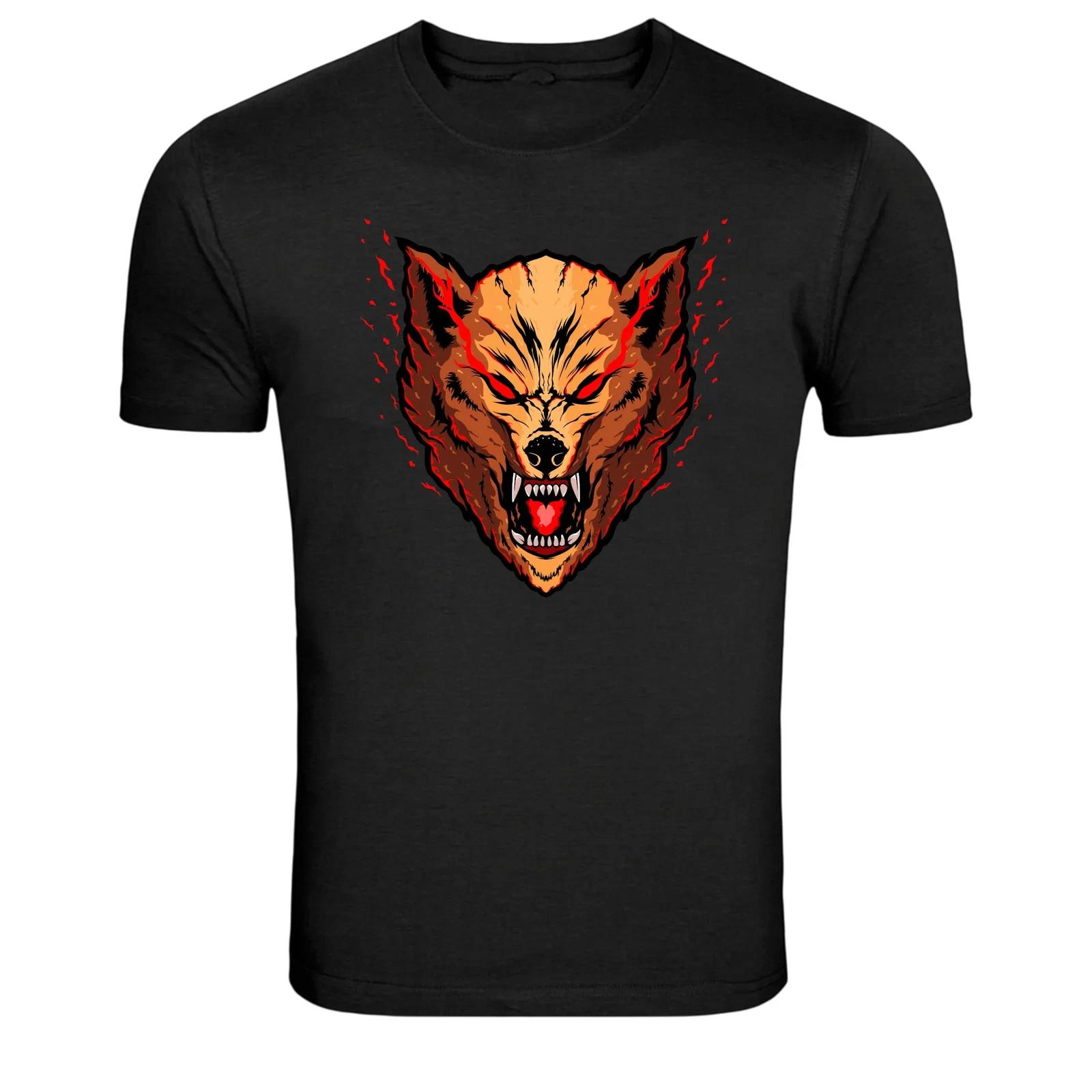 Fierce Wolf Head Red Eyes Wild Predator Graphic T-Shirt 4XL