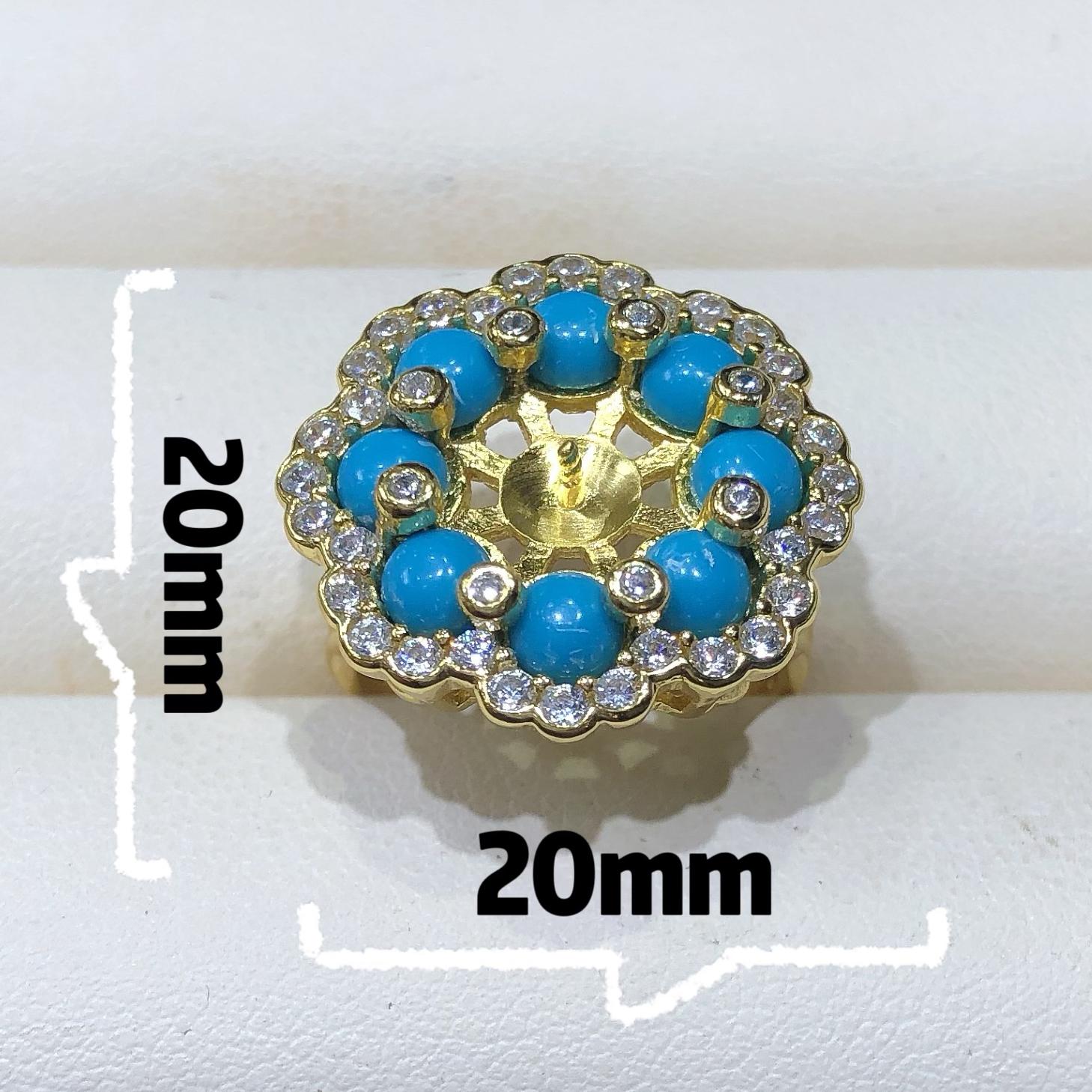 

10mm Big Natural Round Pearl Fashion Ring DIY 925 Silver Holder Setting Fine Wedding Jewelry for Women