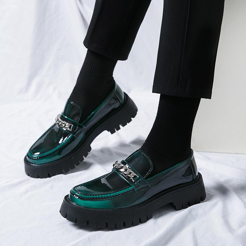 Wide Head Mens Leather Shoes Casual Shoes for Men Loafers Shoes Slip-on High Quality Thick Bottom Increase Shoes Wedding Shoes