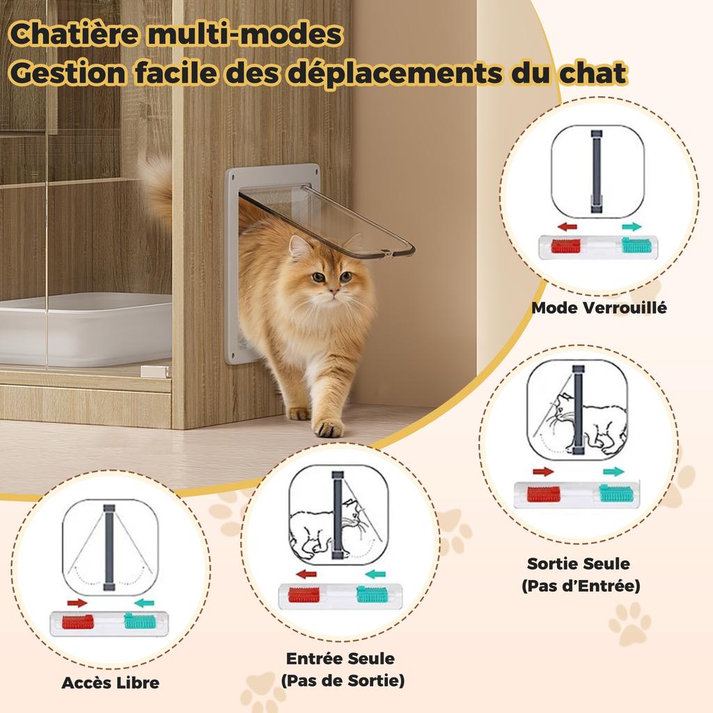Cat Villa, Indoor Cat House, Chinchilla Cage, with Small Entry and Exit Door (Lockable), Wood-Colored, 90 x 50 x 160 cm, without Cat Litter Box