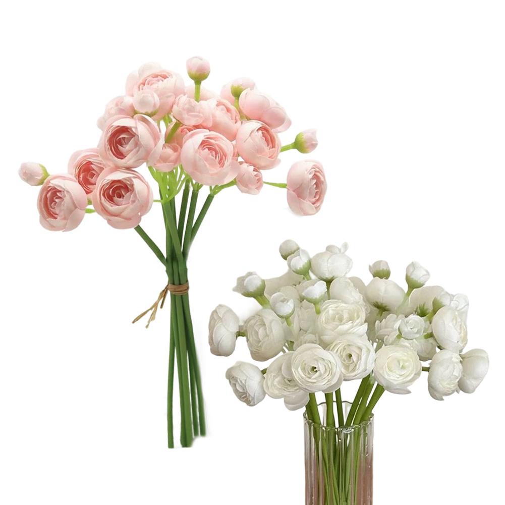 Ranunculus Faux Flower Set 24 Pcs Artificial Silk-Like Blooms for Vase Arrangements Home Decor Wedding Centerpieces and Styling