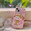 Korean Cute 3D Girl Bear silikonové růžové pouzdro na telefon pro Iphone 14 13 12 Pro Max 11 Ins Krásný kreslený ochranný měkký kryt Funda