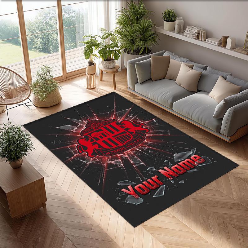 Sunderland FC Printed Crystal Velvet Rug Non‑Slip Crystal Velvet Carpet For Sofa Bedroom Indoor Home Decoration